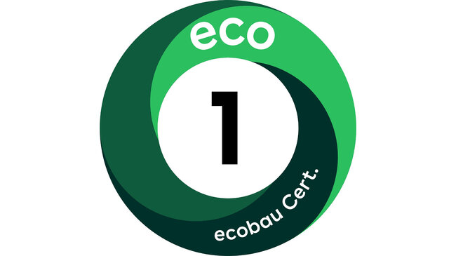Pictogramme ecobau Cert. 1 : Très bien adapté à Minergie-ECO