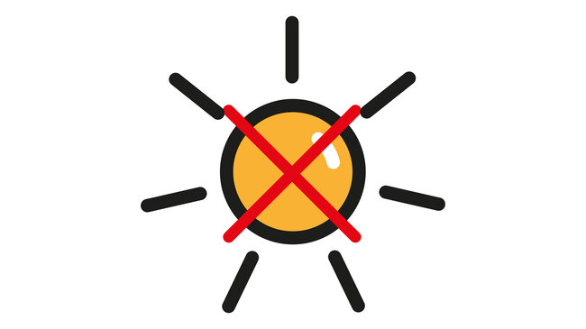 Pictogramme avec un soleil barré