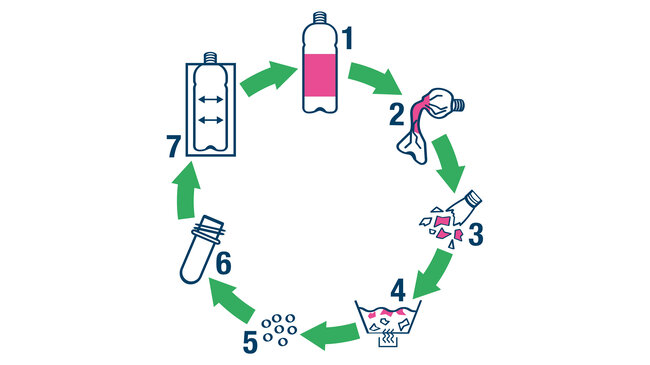 Cycle de recyclage des bouteilles en PET