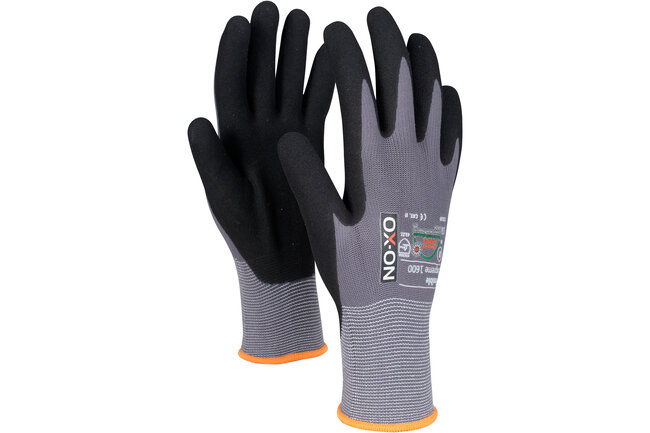 Ein Paar schwarz-graue Flex-Handschuhe