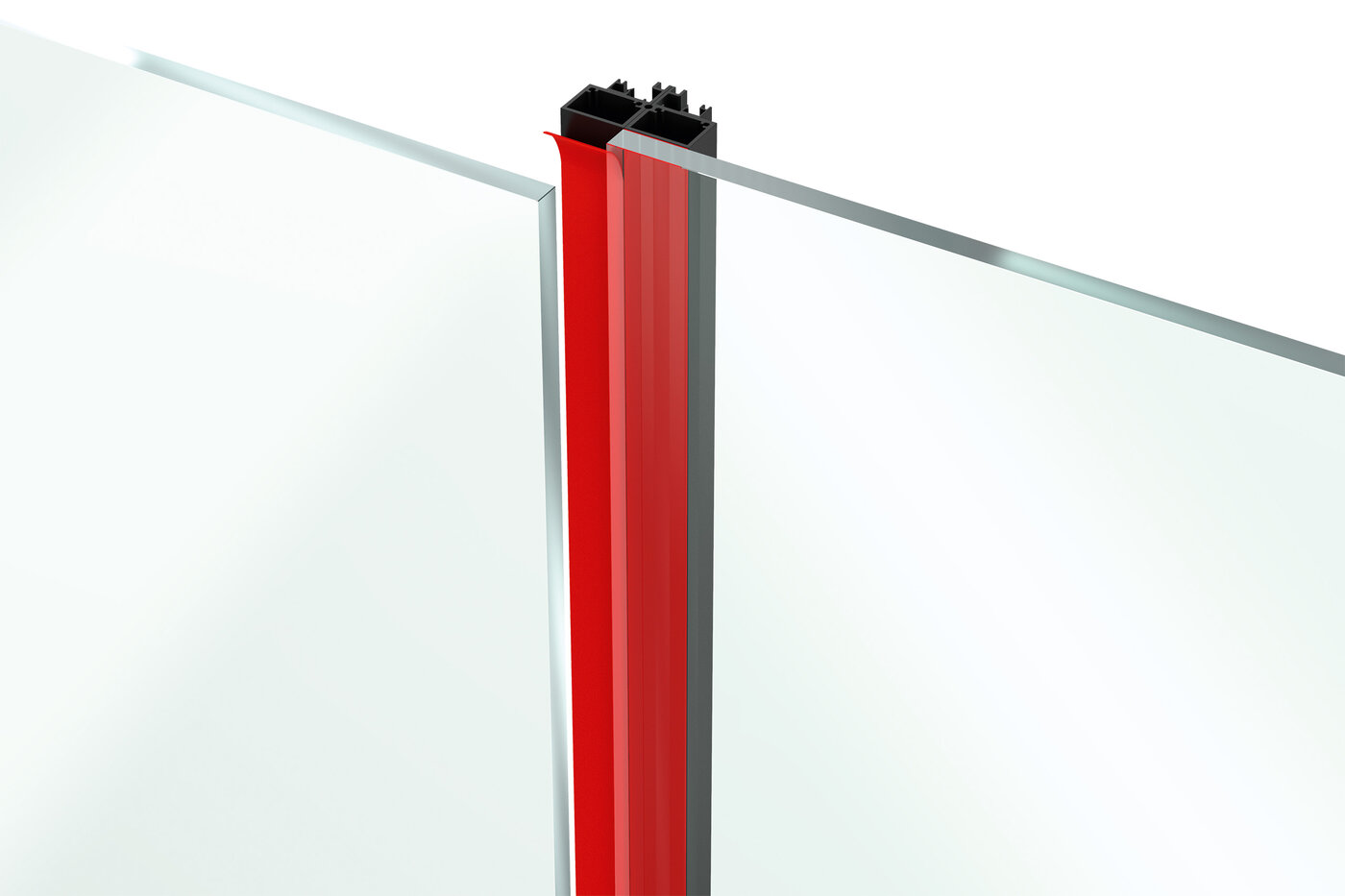 Graphique avec vitres et ruban adhésif de montage rouge.