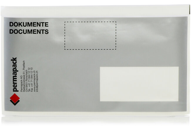Pochette porte-documents imprimée personnalisée en gris, photographiée en vue de dessus