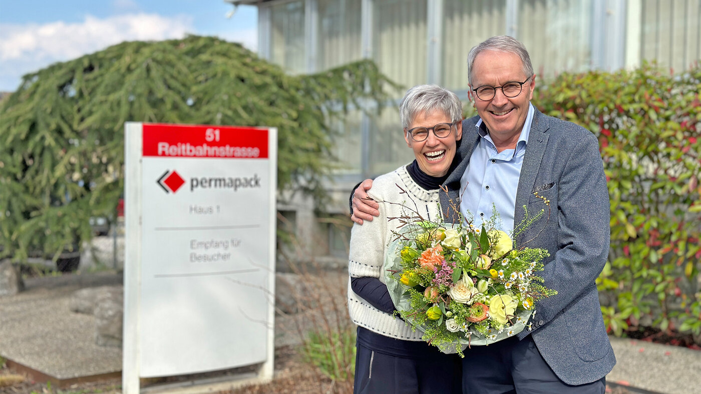 Doris Hansmann en compagnie de Thomas Hansmann à l’occasion de ses 35 ans de service
